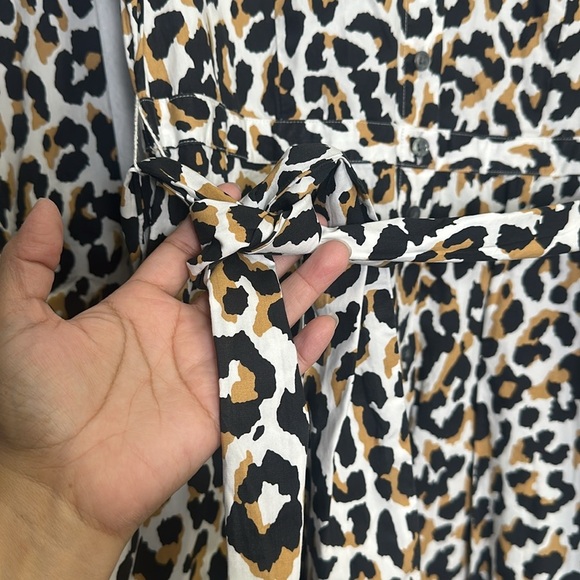 J. Crew Factory Women’s Size8 Leopard Tie Waist Button Down Shirt Midi Dress NWT - Picture 5 of 13